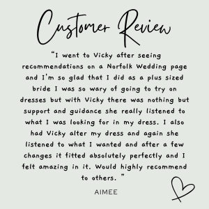 Lucky Sixpence Bridal review from bride Aimee
