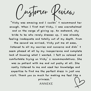 Lucky Sixpence Bridal review from Anneke
