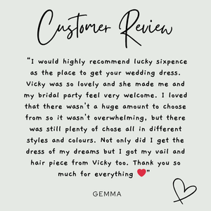 Lucky Sixpence Bridal review from bride Gemma